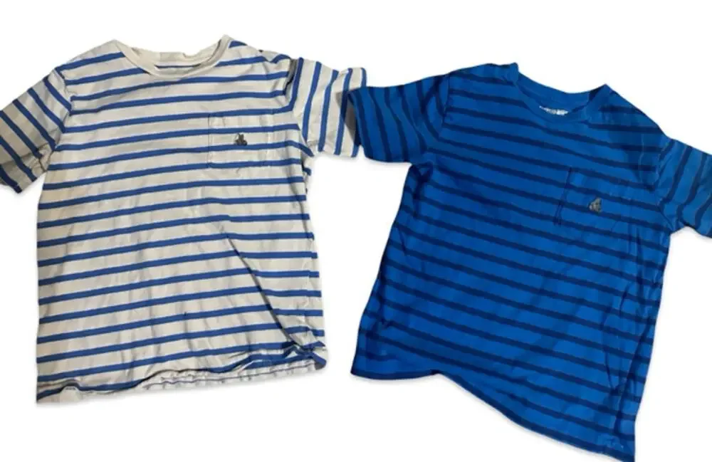 Lot of 2 GAP Boys Striped Pocket T-Shirts Size 5 Blue White Short Sleeve Tees